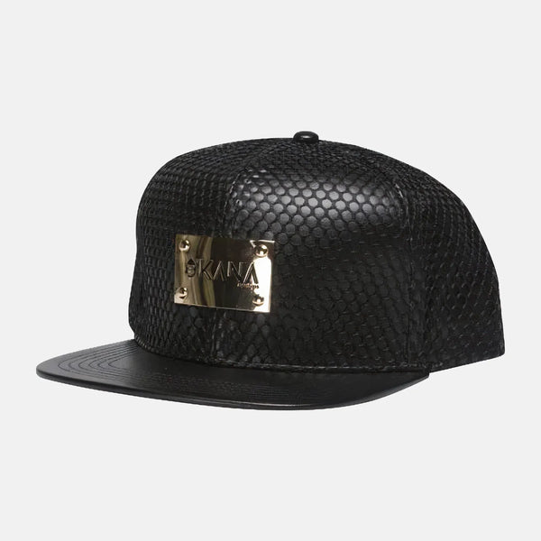 O'KANA Snapback aus schwarzem Leder